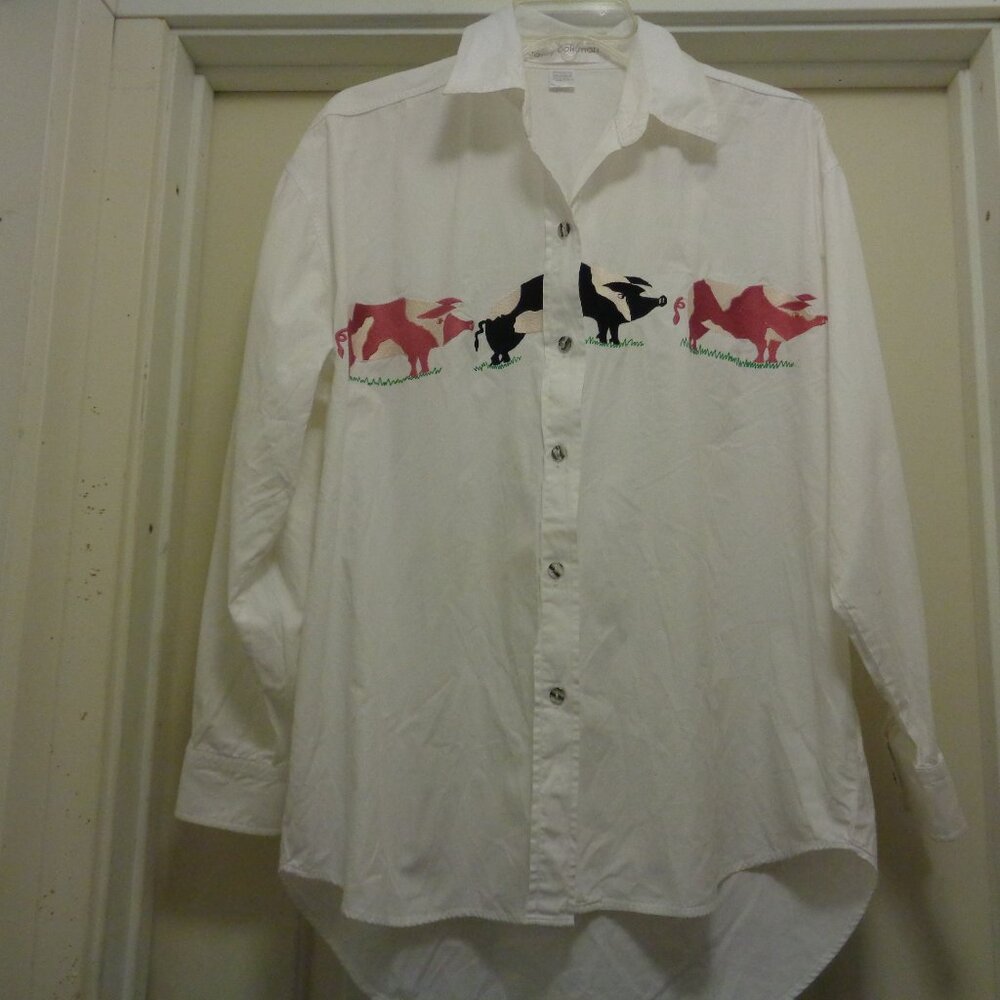 TRENDING COWGIRL FARM PRAIRIE COTTAGE PIGGYS SHIRT BLOUSE BY CASEY COLMAN 4…